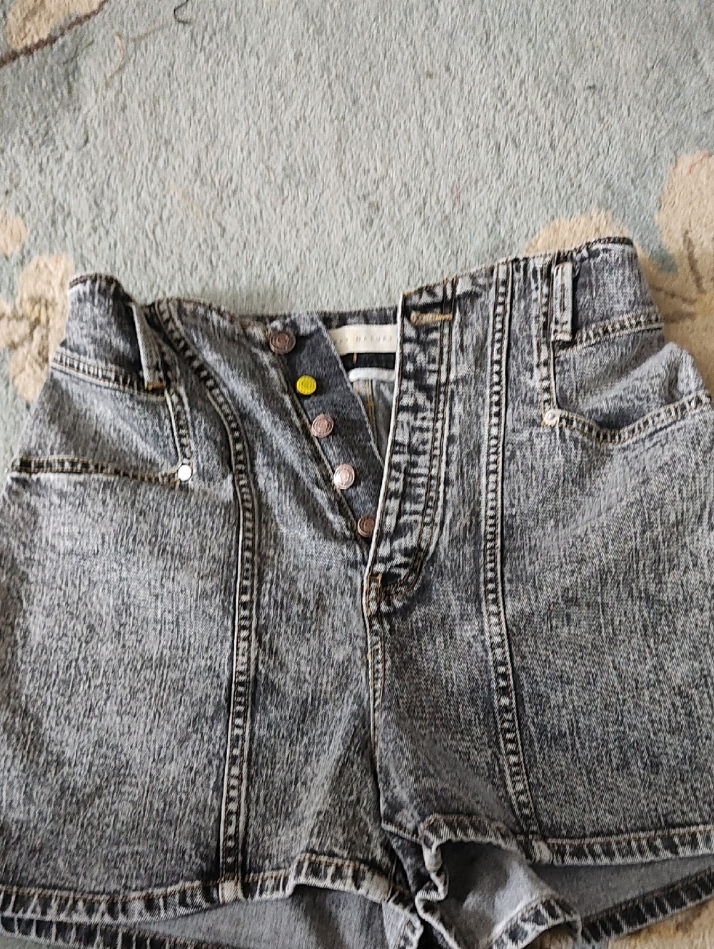 Washed Black High-Waist Button-Fly Women’s Jeans Shorts